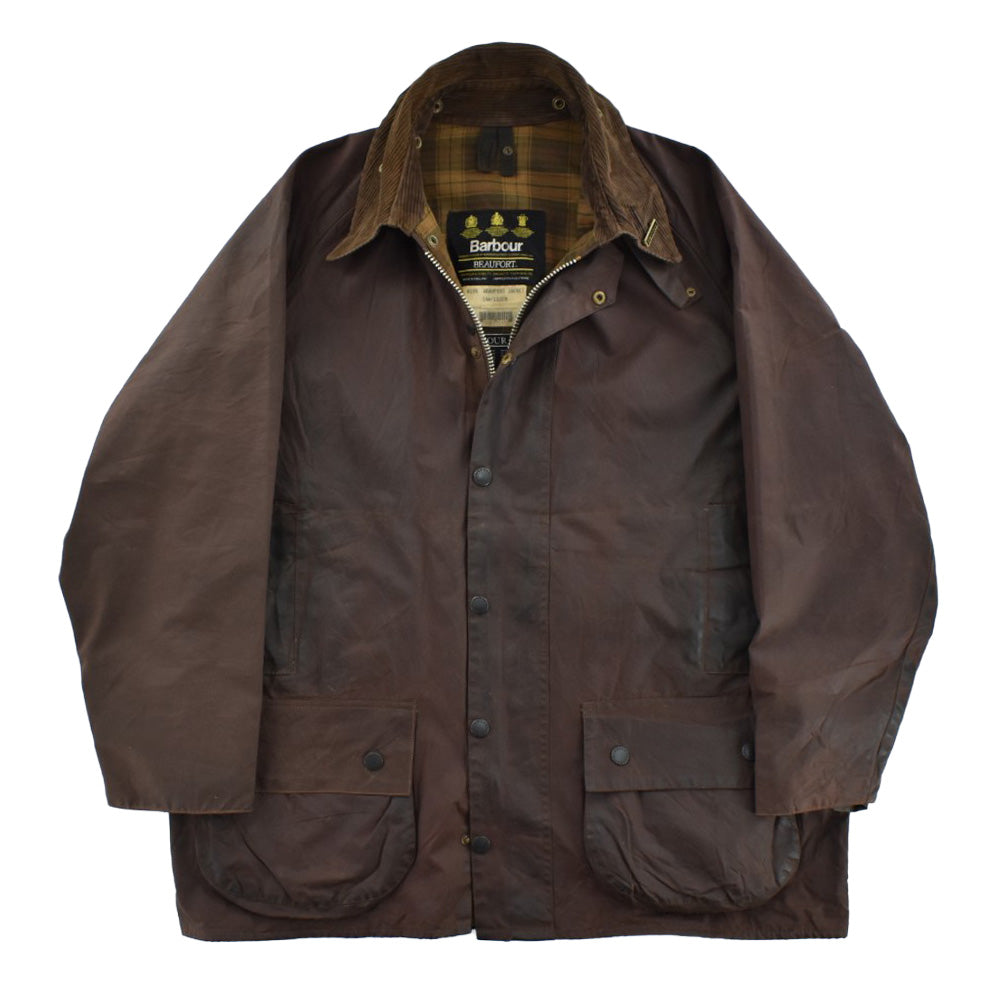 90's Barbour 旧3ワラント "BEAUFORT" オイルドジャケット フード&ピンバッジ付き 260929H