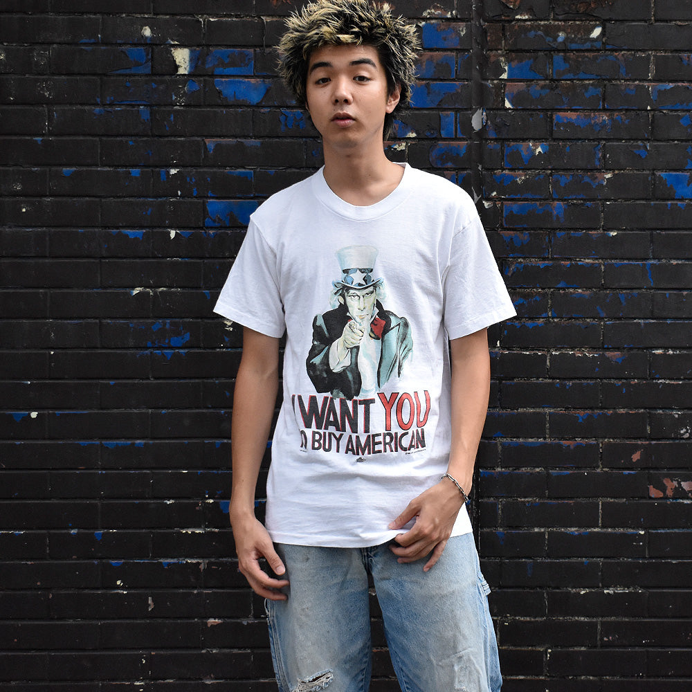 90's “Uncle Sam” I WANT YOU TO BUY AMERICAN キャラ Tシャツ USA製 250901H