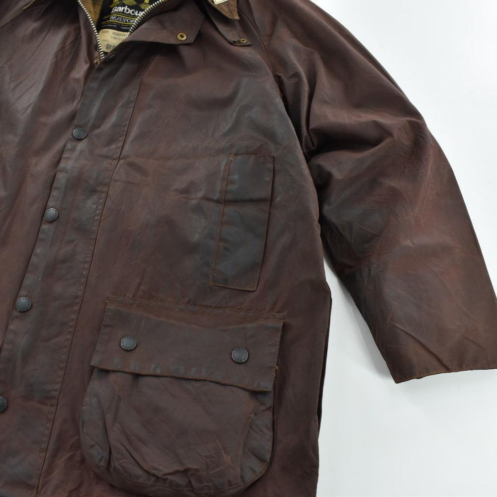 90's Barbour 旧3ワラント "BEAUFORT" オイルドジャケット フード&ピンバッジ付き 260929H