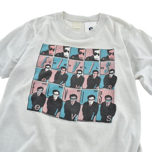 エルヴィス・コステロ ポップアート フォトプリント ロックTシャツ 80年代 グレー ヴィンテージ