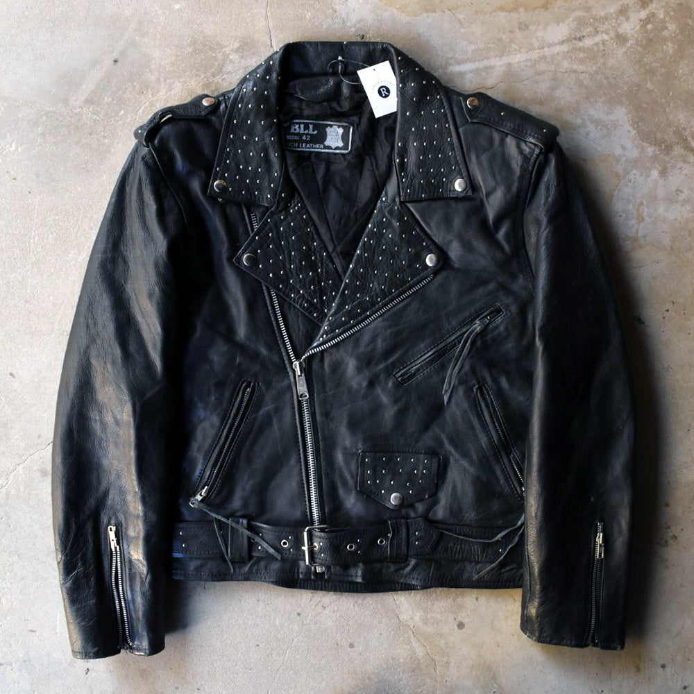 80’s “ファンシースタッズ” レザーライダースジャケット 鋲ジャン 251114H