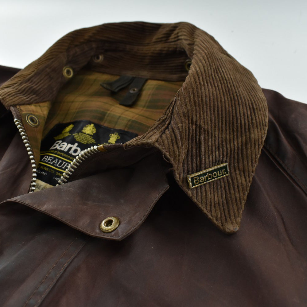 90's Barbour 旧3ワラント "BEAUFORT" オイルドジャケット フード&ピンバッジ付き 260929H