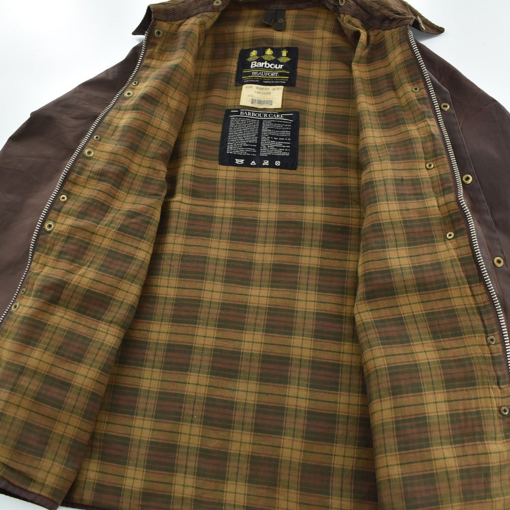 90's Barbour 旧3ワラント "BEAUFORT" オイルドジャケット フード&ピンバッジ付き 260929H