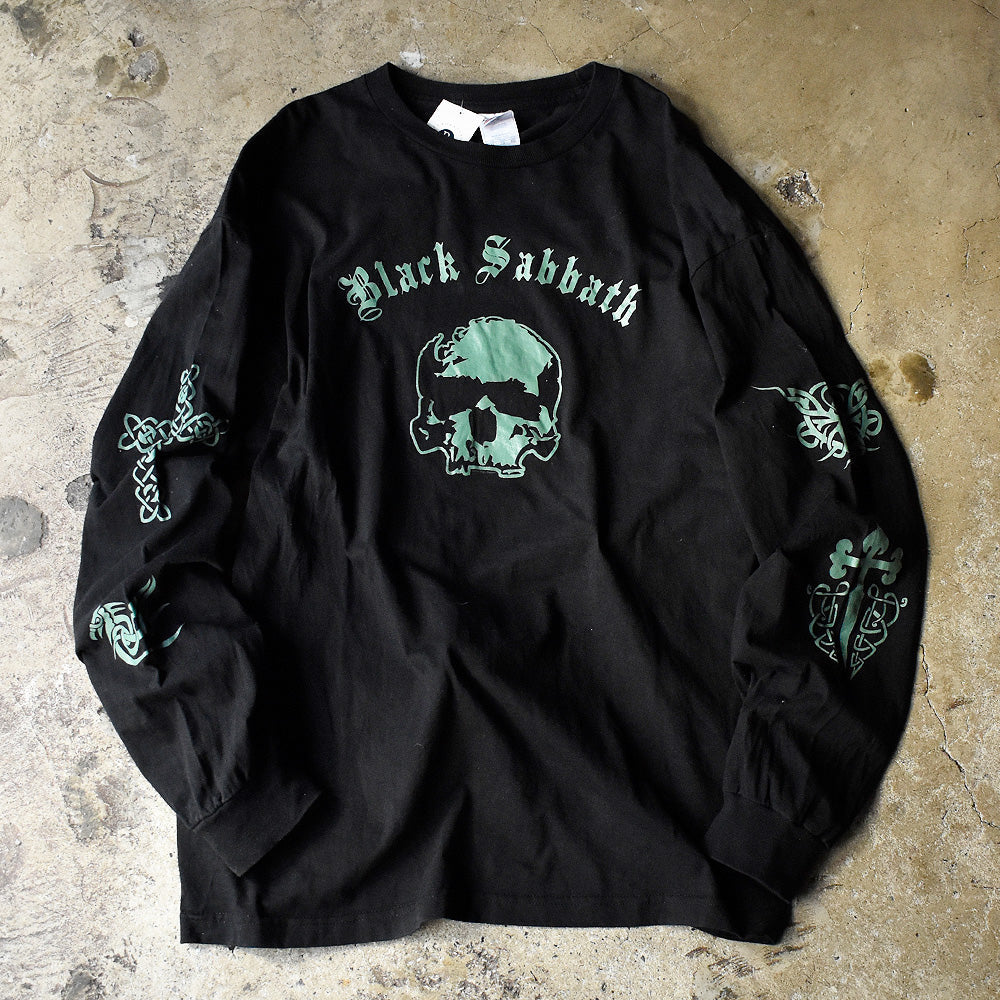 ブラック・サバス スカル ラバープリント ロングスリーブTシャツ 2008年 ブラック 古着