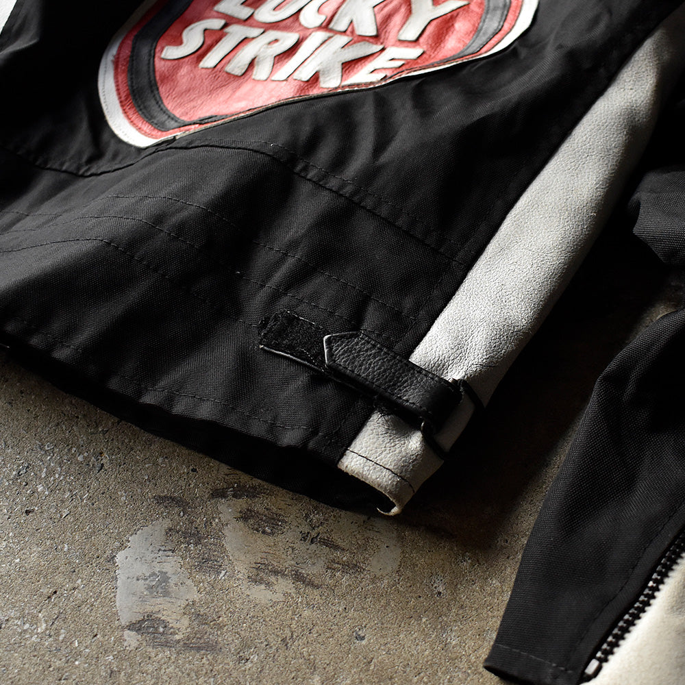 90's Real Leather “Lucky Strike” モーターサイクル レーシングジャケット 240314H