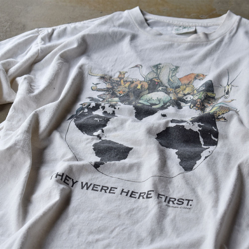 90's　“THEY WERE HERE FIRST” アニマルプリントTシャツ　USA製　230907