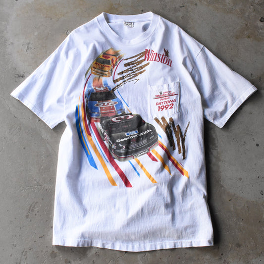 90's NASCAR WINSTON CUP 1992 レーシングプリント ポケットTシャツ USA製 250512