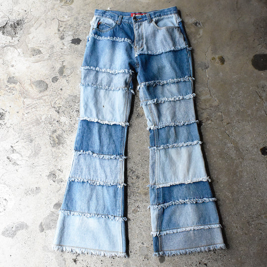 Y2K Zana Di ツギハギ パッチワーク フレアデニムパンツ 250311H