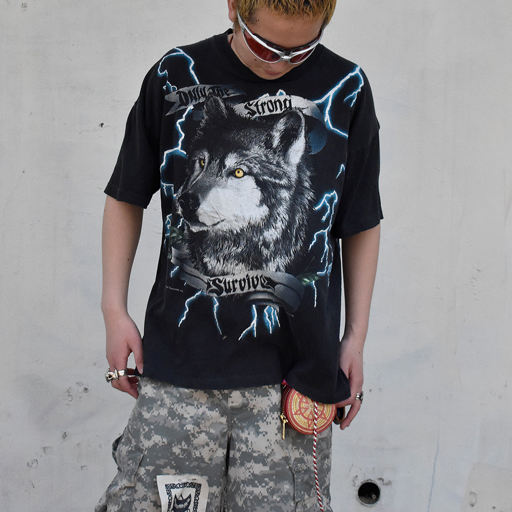 90's AMERICAN THUNDER “ウルフ×サンダー“ Tシャツ 250519H