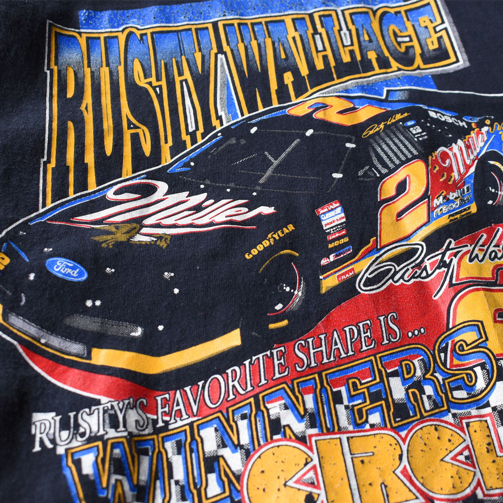 90’s COTTON SOURCE “NASCAR/＃2 Rusty Wallace” レーシングプリント Tシャツ USA製 250527