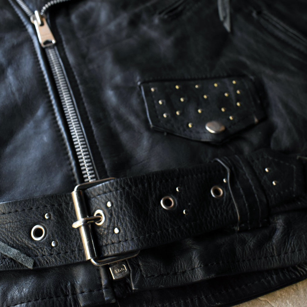 80’s “ファンシースタッズ” レザーライダースジャケット 鋲ジャン 251114H