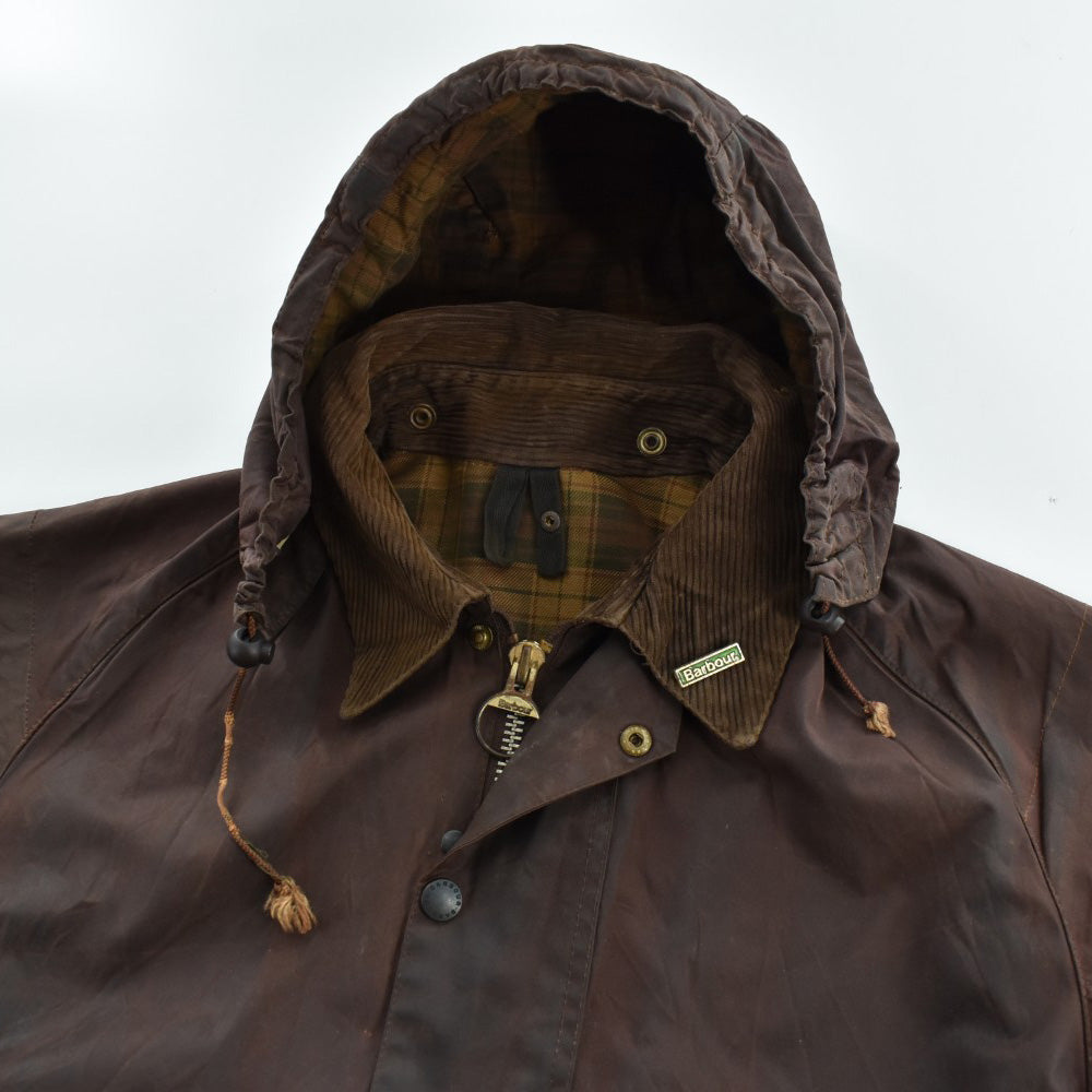 90's Barbour 旧3ワラント "BEAUFORT" オイルドジャケット フード&ピンバッジ付き 260929H