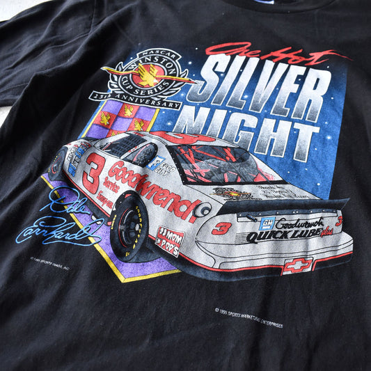 90’s SPORTS IMAGE “Dale Earnhardt #3” 7 SILVER NIGHT 両面プリント レーシング Tシャツ USA製 230819