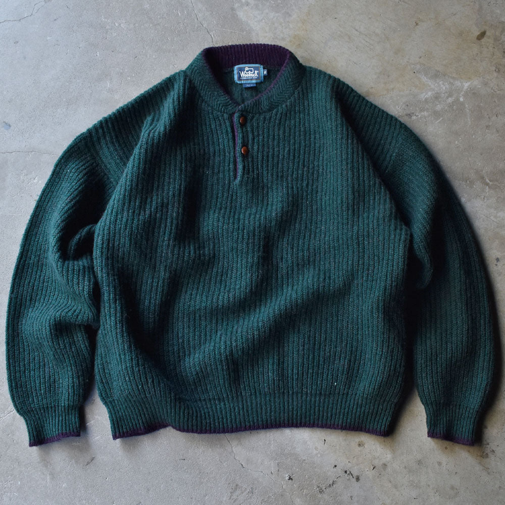 90’s Woolrich 配色良し！ ヘンリーネック ラインニット 231226