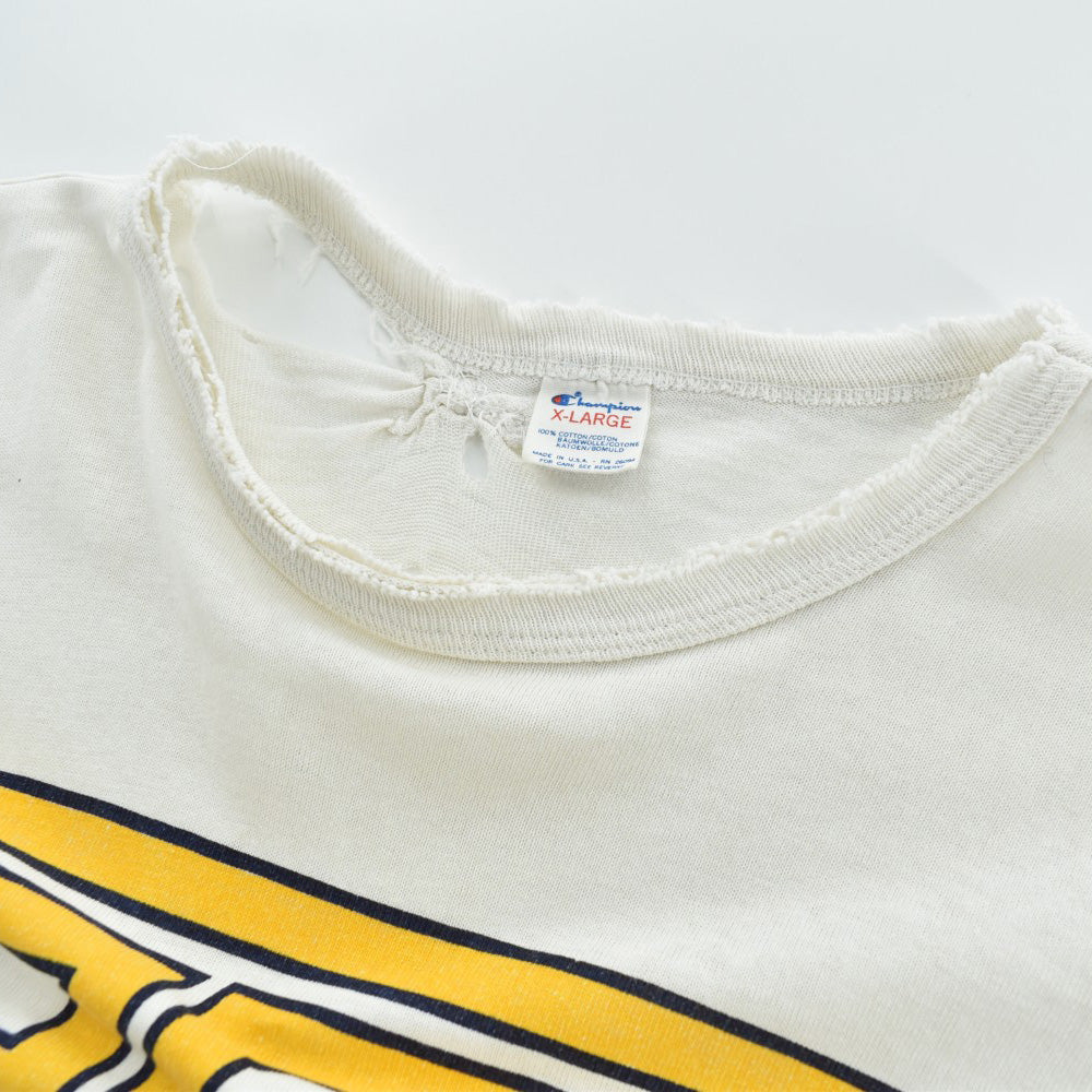 80's Champion "GMI" 染み込みプリント ボロ カレッジTシャツ USA製 260918H