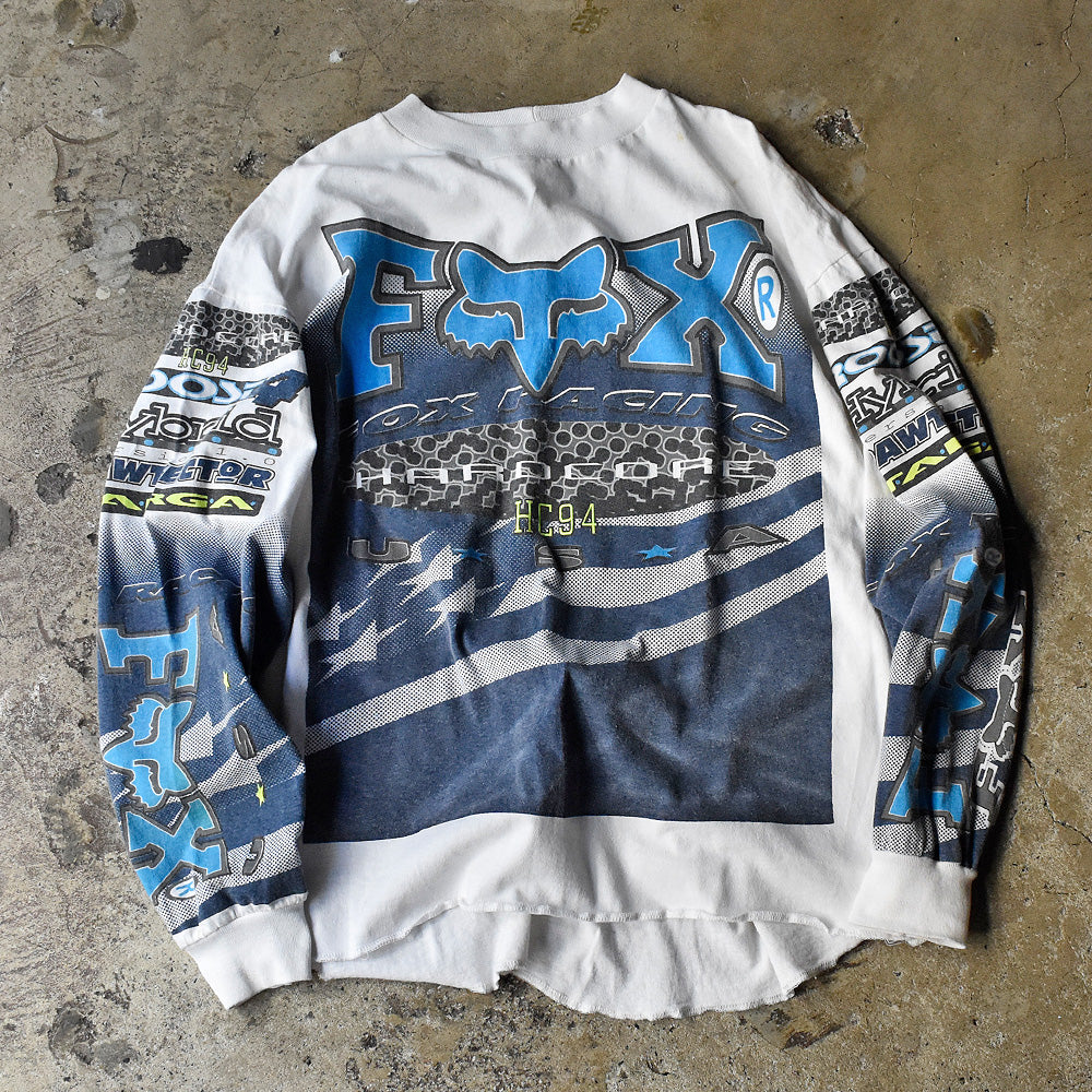 フォックスレーシング ロングスリーブTシャツ 1990年 ホワイト USA製 ヴィンテージ