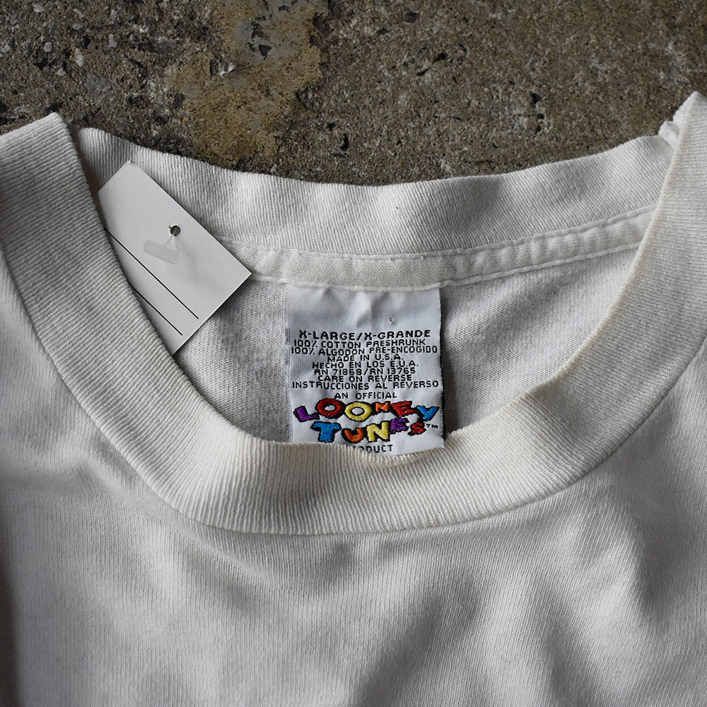 90's Looney Tunes “Tasmanian Devil / NO COMMENT!” 海外アニメ キャラ 長袖 Tシャツ USA製 250807H