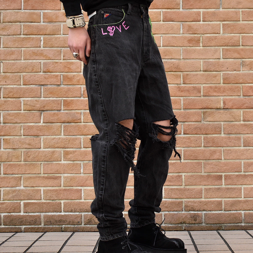 90's ペイント！ダメージ！ FADED GLORY テーパードデニムパンツ 240414H
