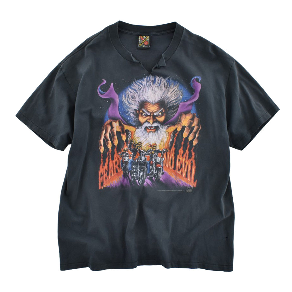 90's 3D EMBLEM "FEAR NO EVIL" ウィザード バイカーTシャツ USA製 260825H