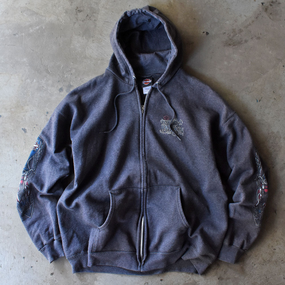 Y2K Harley-Davidson “THOROUGHBRED” 袖プリント ジップパーカー 240617