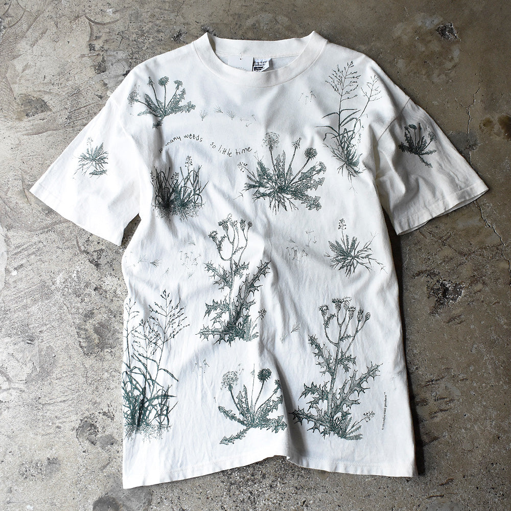 90's “so many weeds so little time” 雑草 AOP Tシャツ USA製 240407H