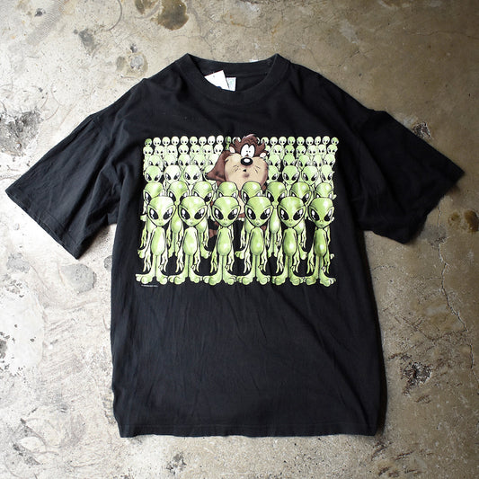 90's “エイリアン & タズマニアンデビル“ 海外アニメ キャラ Tシャツ 240609H