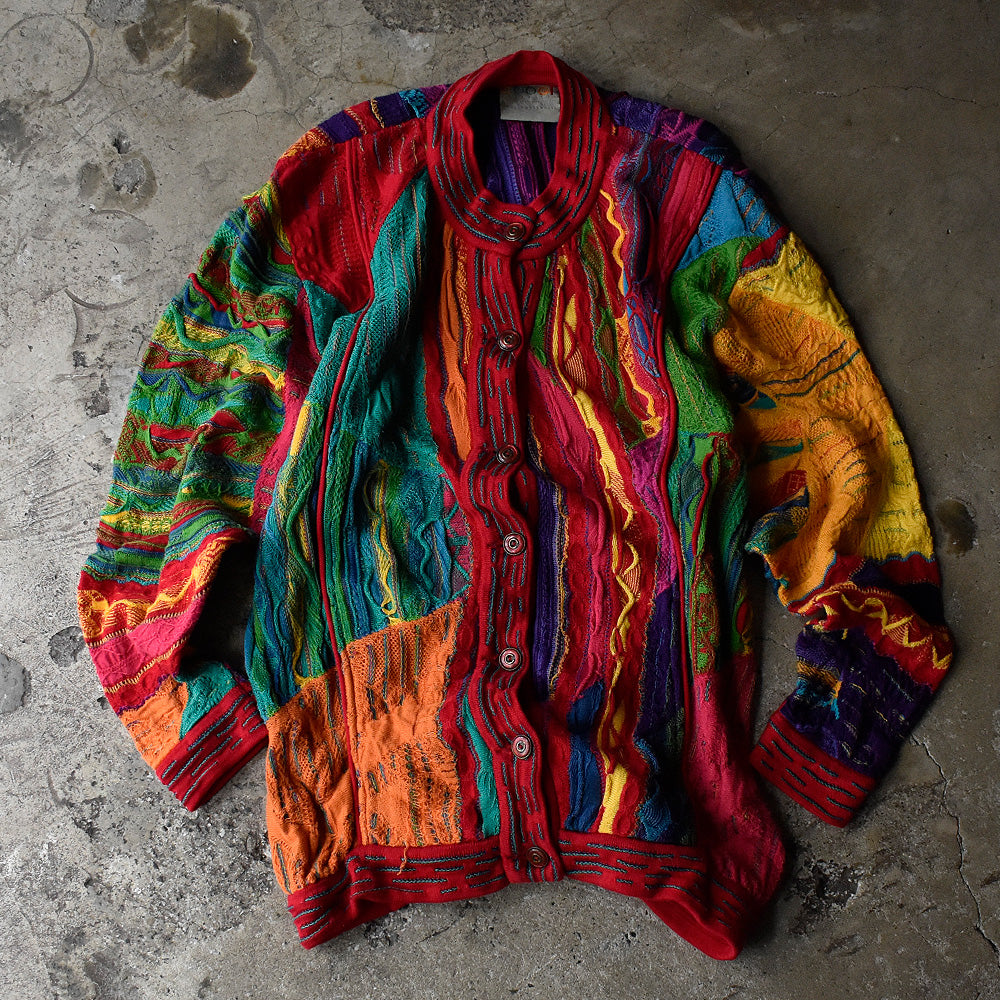 90's COOGI 3D立体編み コットン ニットカーディガン 231101H