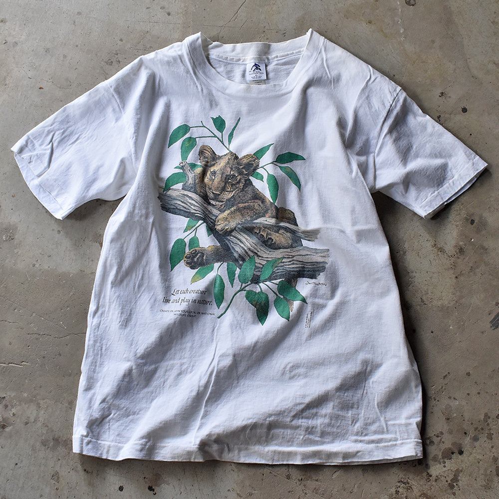 90's　“LION” 子ライオン アニマルプリント Tシャツ　USA製　230722
