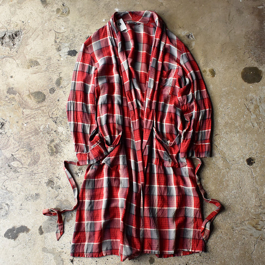 60's チェック柄 レーヨンガウン ローブ 250331H