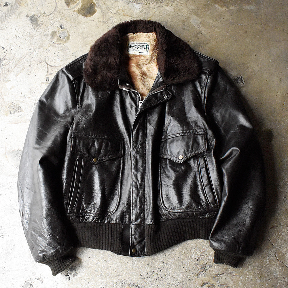 AMERICAN EAGLE G-1タイプ レザー フライトジャケット 1980年 ダークブラウン ヴィンテージ
