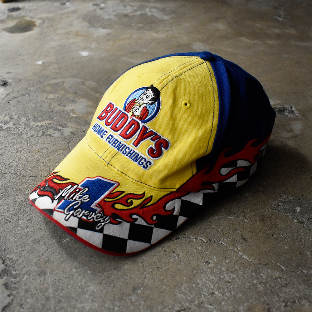 Y2K King of Promotions “Buddy's” チェッカーフラッグ×ファイヤーパターン！ レーシングキャップ 250719H