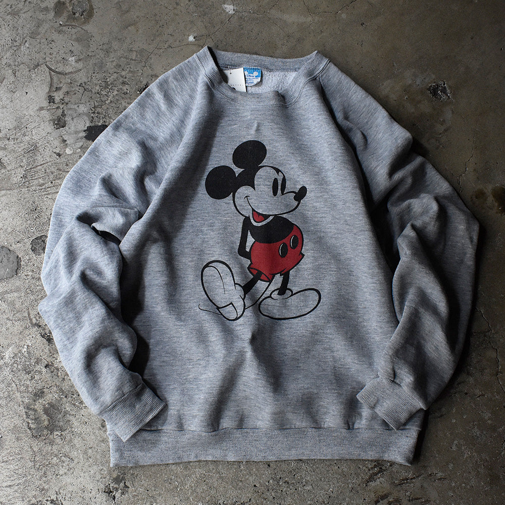80's Disney Mickey 霜降りグレー ラグランスリーブスウェット USA製 231002H