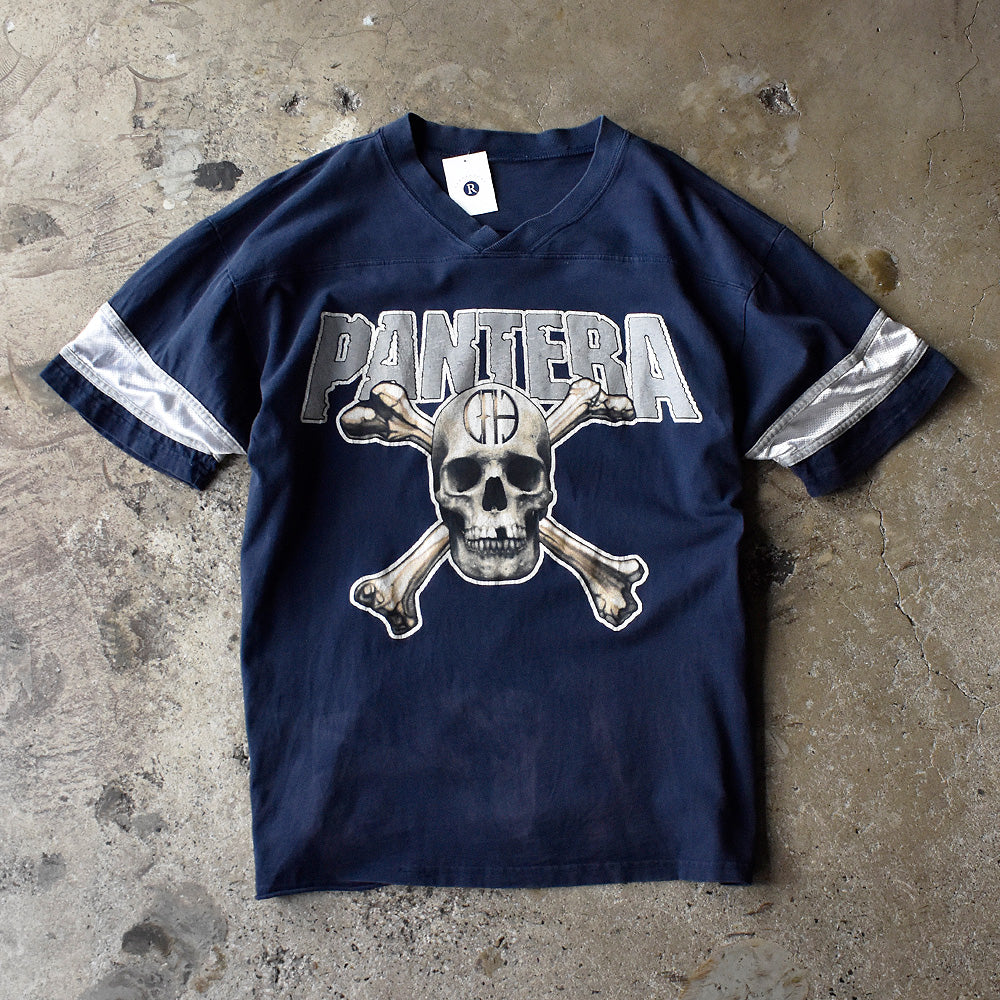 パンテラ Skull and Bones スカルボーン フットボールTシャツ Vネック 90年代〜 ヴィンテージ