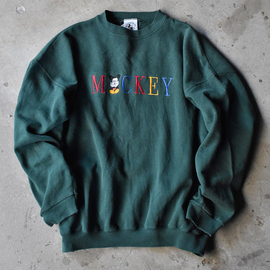 90’s Disney “Mickey“ 刺繍 スウェット USA製 240108