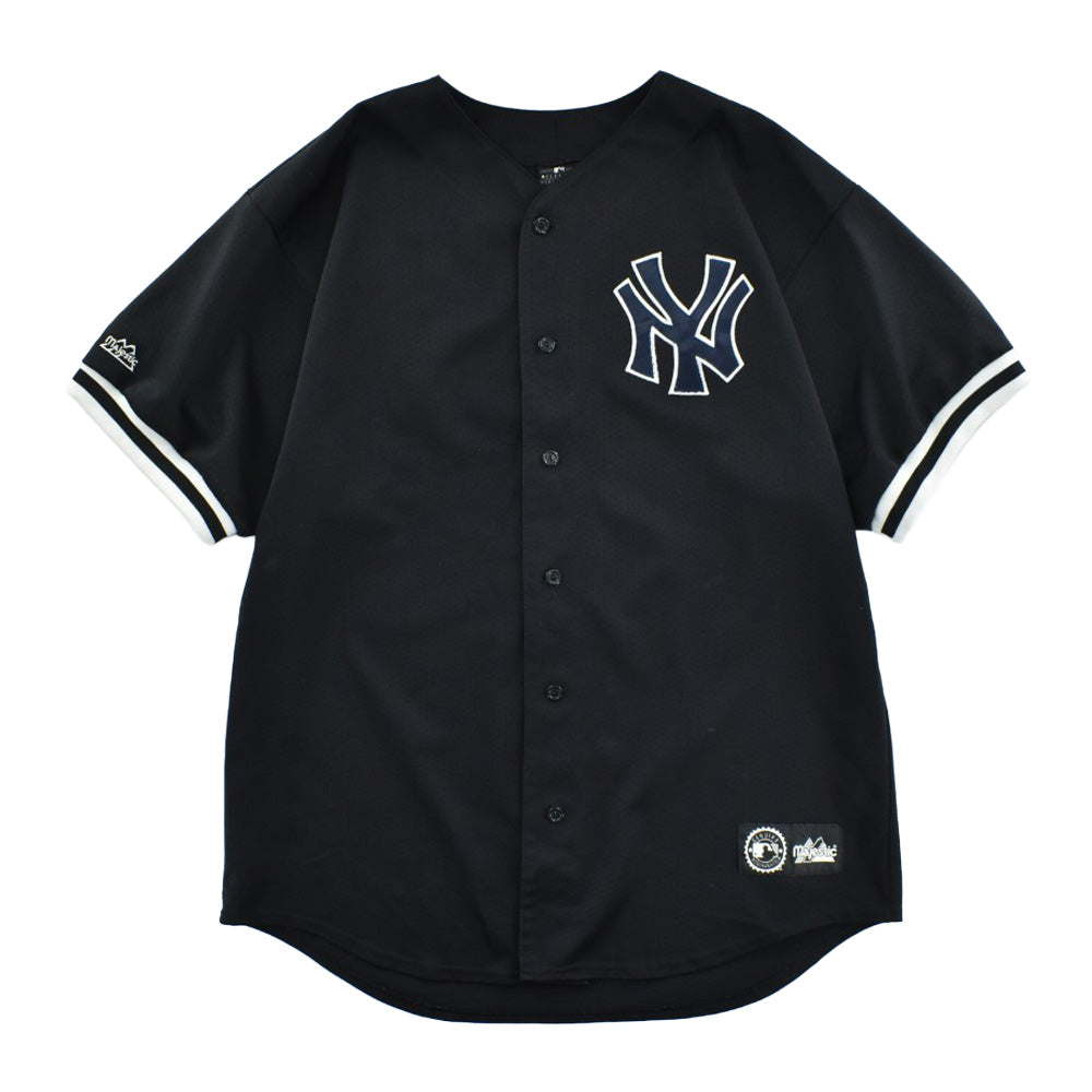 90's Majestic MLB "New York Yankees" ベースボールシャツ 黒 USA製 260929H