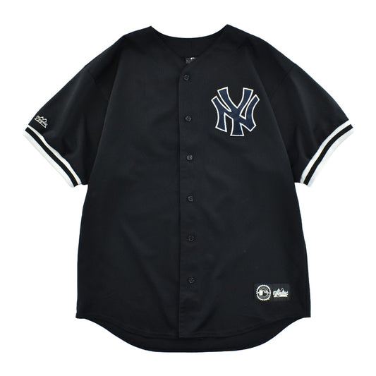 90's Majestic MLB "New York Yankees" ベースボールシャツ 黒 USA製 260929H