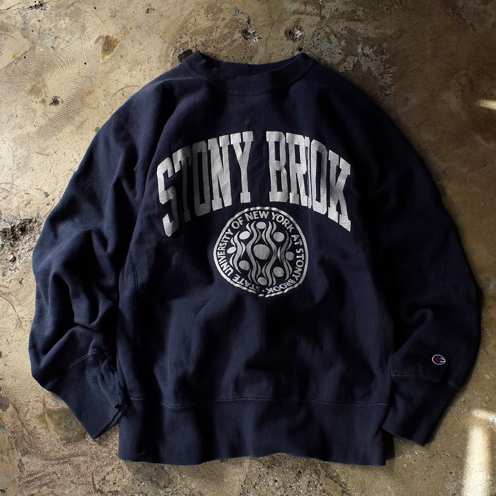 チャンピオン リバースウィーブ Stony Brook スウェット 1980年 ネイビー USA製 ヴィンテージ