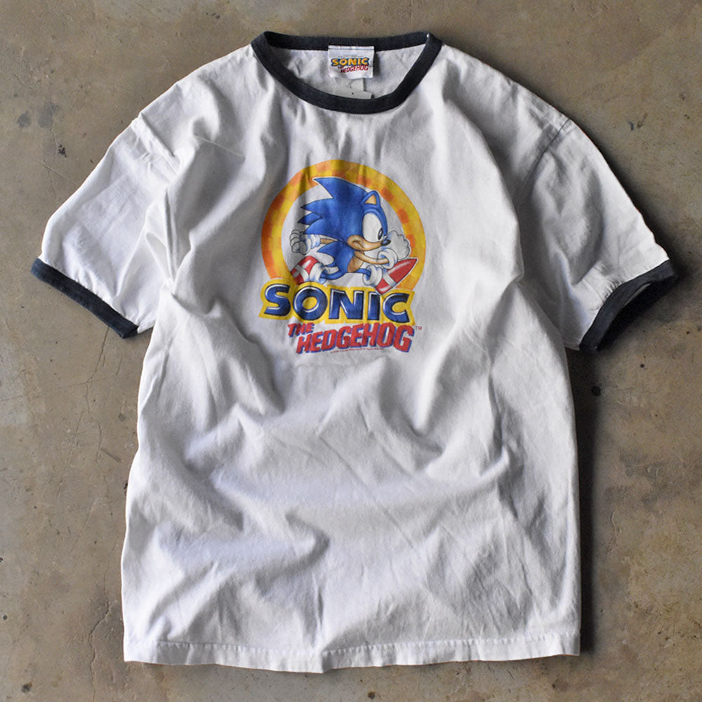 Y2K "SONIC THE HEDGEHOG" ゲーム トリムTシャツ 240507