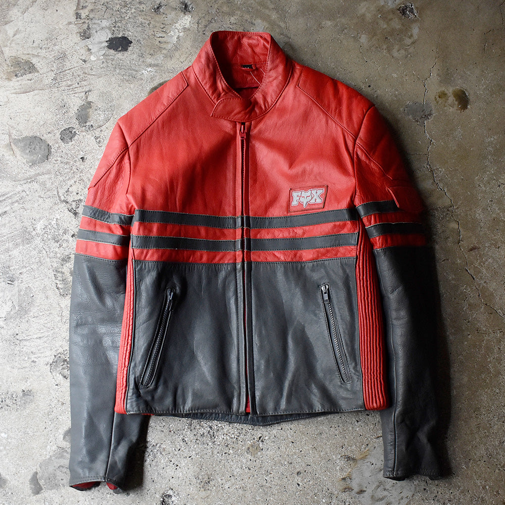 フォックスレーシング レザー レーシングジャケット 1990年 レッド×ブラック ヴィンテージ
