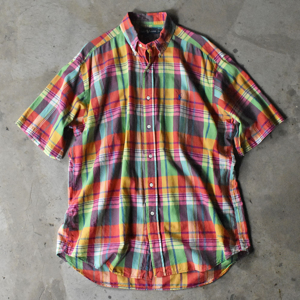 90's Ralph Lauren “BLAKE” マドラスチェック 半袖 ボタンダウンシャツ 240502 S2092