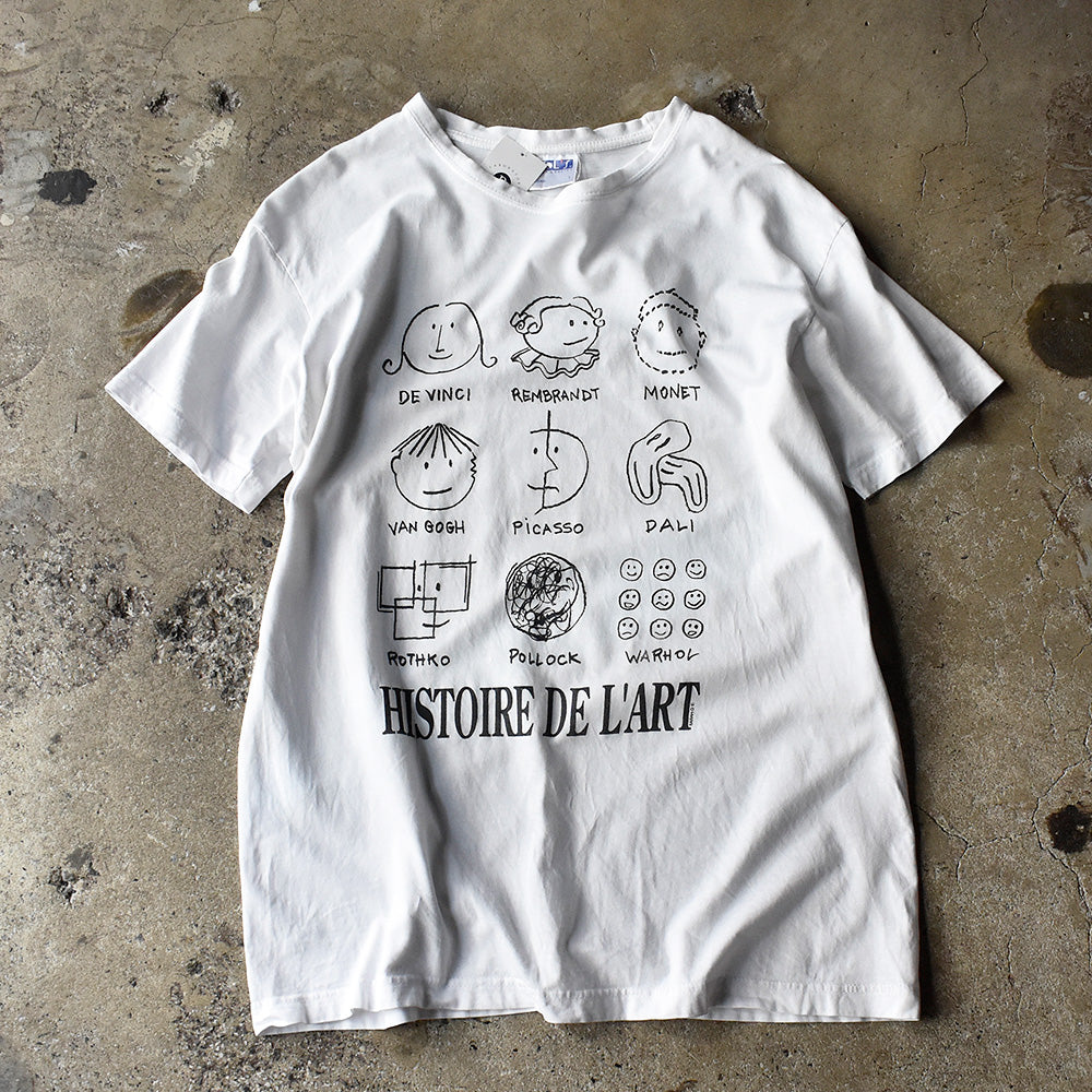 90's～ “HISTOIRE DE L'ART” アーティスト イラストTシャツ Euro製 240401H