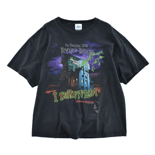 Y2K Disney TOWER OF TERROR "I SURVIVED!" Tシャツ 260515H