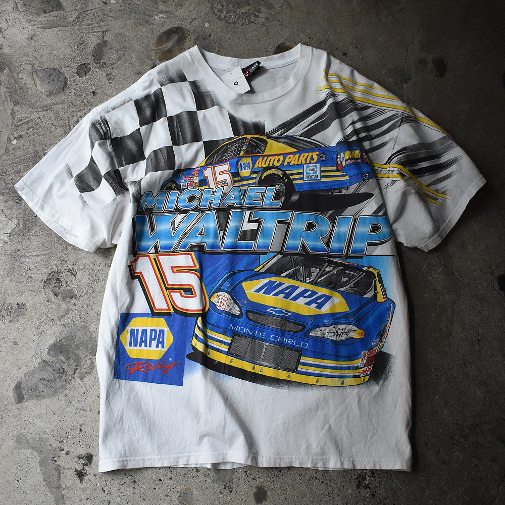 90's　AOP！　CHASE authentics　チェッカーフラッグ！Racing Tee　230716H