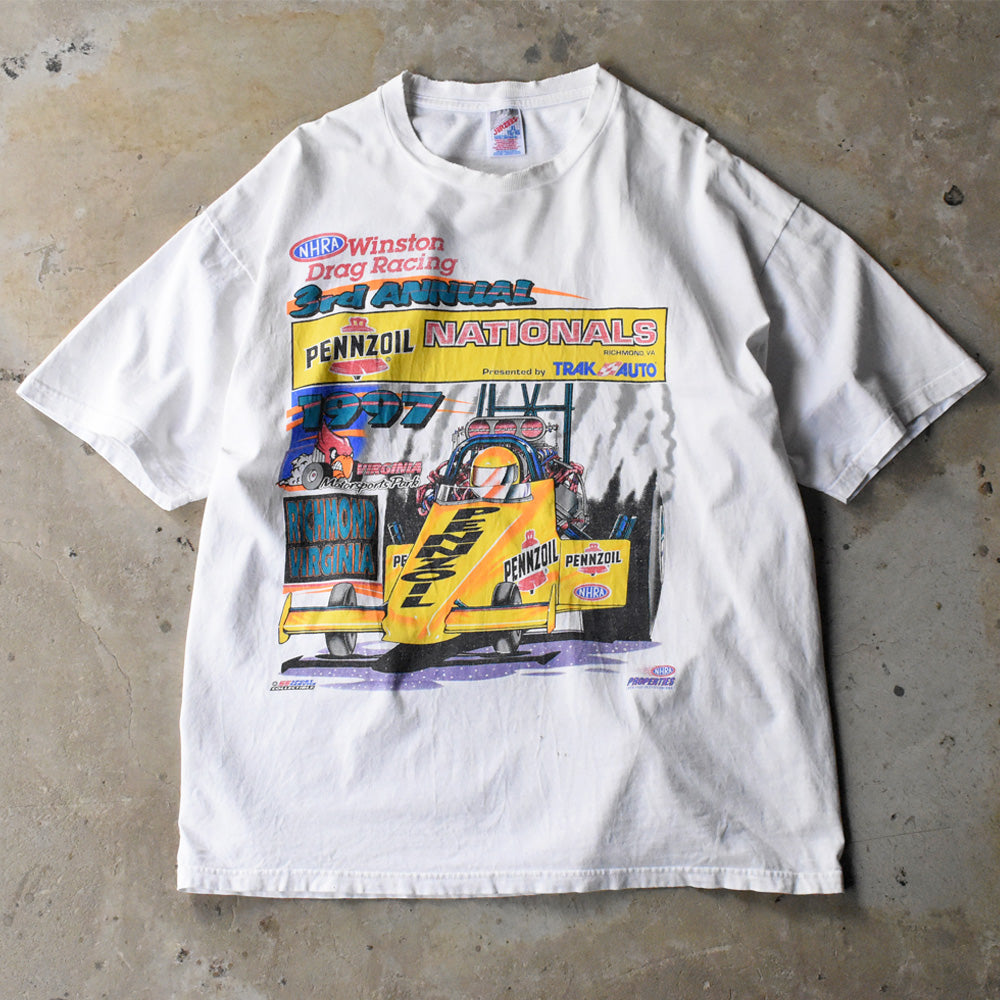 90's NHRA Winston Drag Racing  レーシングプリント Tシャツ 250518