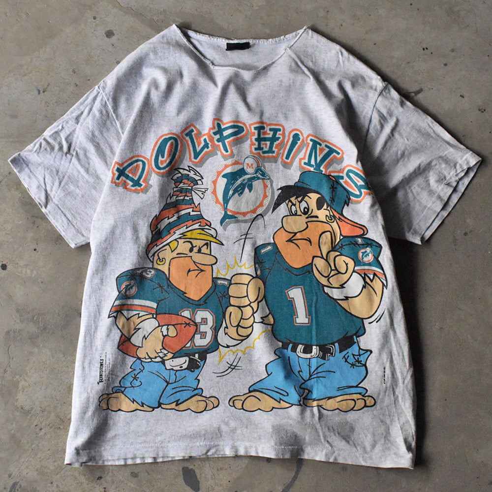 90’s The Flintstones “NFL Miami Dolphins” キャラ Tシャツ 240527