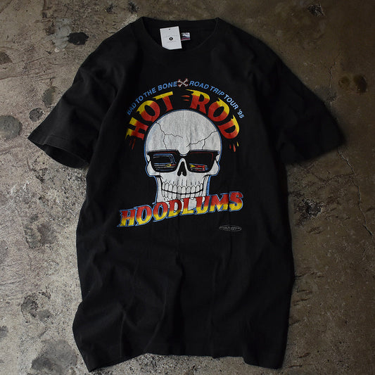 90's "HOT ROD"  HOODLUMS Bad To The Bone Road Trip Tour スカル Tシャツ USA製 230528H