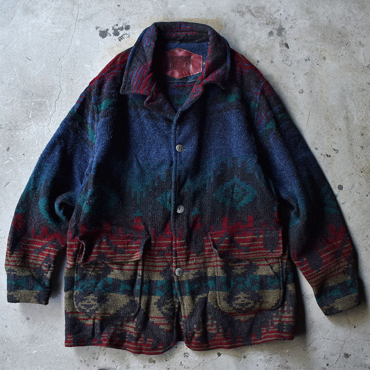 90's Woolrich コンチョボタン ネイティブ柄 ウールコート USA製 231203