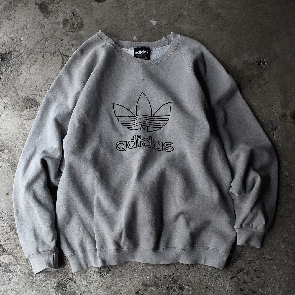 80's～ adidas トレフォイルロゴ刺繡 スウェット USA製 230924H