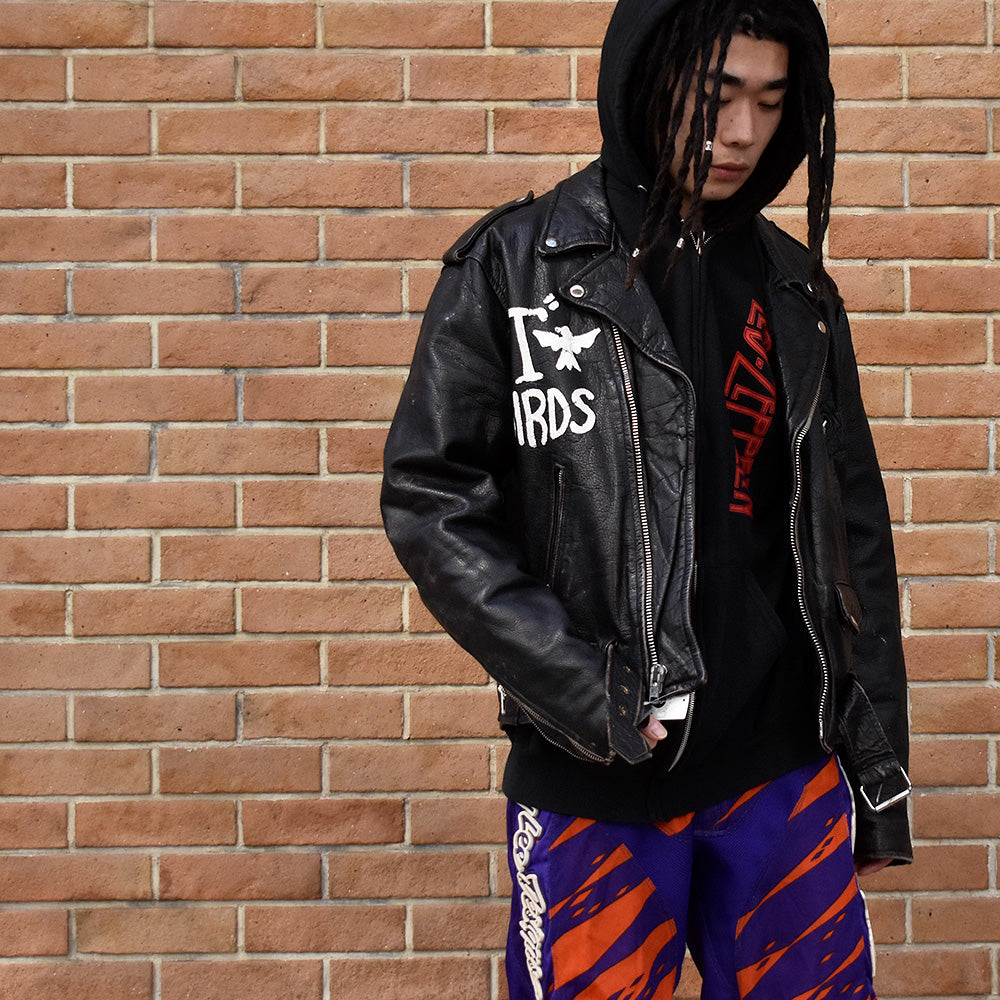 80's～ ハンドペイント！ PROTECH LEATHER APPAREL ライダース レザージャケット 240318H