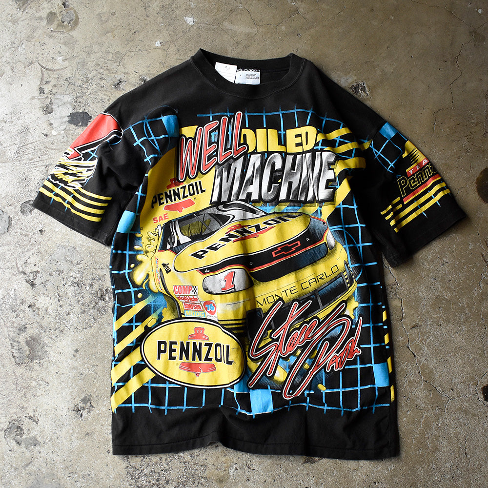CHASE authentics AOP レーシングTシャツ 1998年 ブラック イエロー USA製 ヴィンテージ